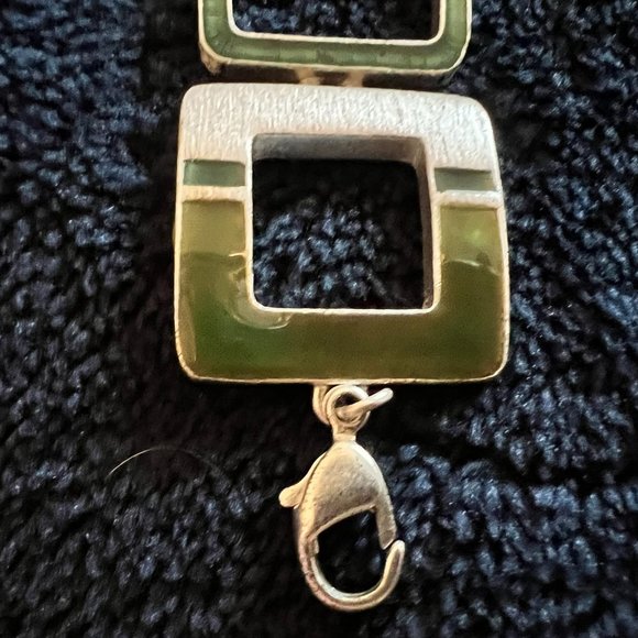 Worthington Green and Tan Square Link Bracelet - 7 inches - Picture 2 of 2